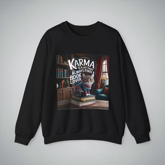 Cat Karma Crewneck Sweatshirt - Book Lover Gift